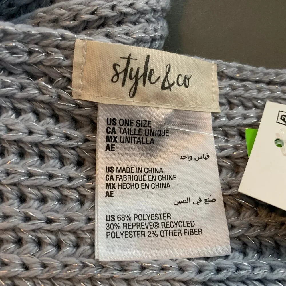 Style & Co. Women's Ribbed Muffler Scarf, Gray Shine, One Size Fits Most